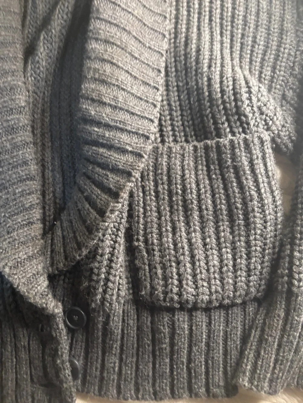 Anthropologie Charcoal Shawl-Collar Chunky Cardigan Sweater - Picture 3 of 4